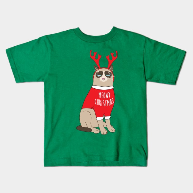 meowy christmas Kids T-Shirt by retrocolorz